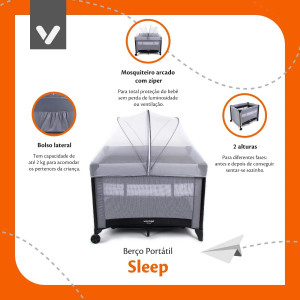 Berço Portátil Desmontável Cercado Sleep Voyage -- Até 18kg