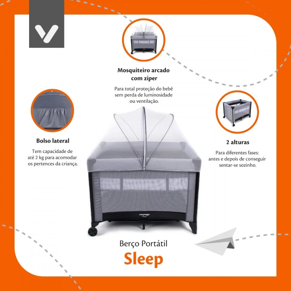 Berço Portátil Desmontável Cercado Sleep Voyage -- Até 18kg